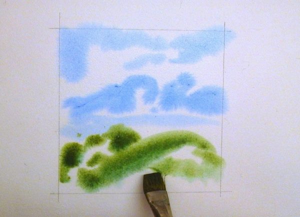 Пример рисунка травы и неба